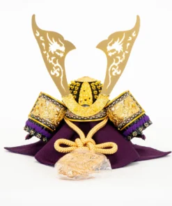Koki Kabuto Helmet Display (Gold Horns & Blue Accents)