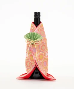 Coral Pink Kimono Wine Bottle Cover (Women's)