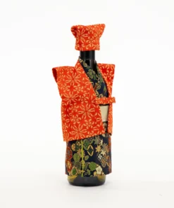 Kanreki Red and Black Kimono Wine Bottle Cover