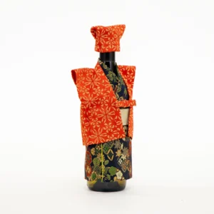 Kanreki Red and Black Kimono Wine Bottle Cover
