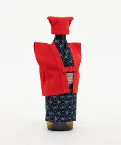 Kanreki Red and Navy Kimono Wine Bottle Cover