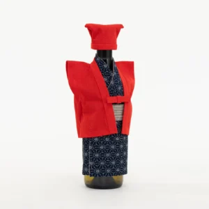 Kanreki Red and Navy Kimono Wine Bottle Cover