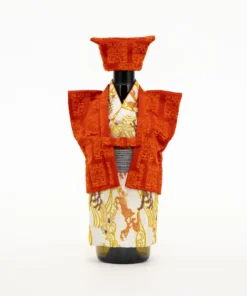 Kanreki Red and Orange Kimono Wine Bottle Cover