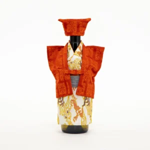 Kanreki Red and Orange Kimono Wine Bottle Cover